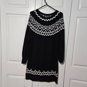 Black Fair Isle Sweater Dress